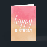 Cartão Feliz aniversario da aguarela cor-de-rosa do<br><div class="desc">Cartão bonito do aniversário para a esposa com pintura abstrata da aguarela do rosa e do pêssego</div>