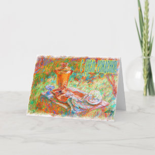 Cartão Feliz aniversário da carta russa com um Samovar