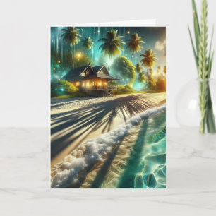 Cartão Feliz Aniversário da Casa Personalizada de Praia P