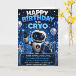 Cartão Feliz aniversário da Cryo, saudação espacial de ro