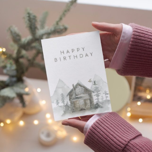 Cartão Feliz Aniversário da Floresta Montanha (Criador carregado)