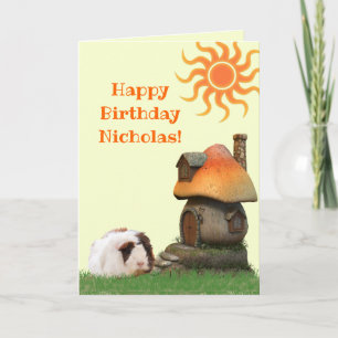 Cartão Feliz aniversário da Guiné Porco Cachorro