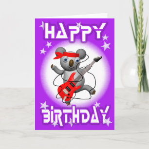 Cartão Feliz Aniversário da Guitarra Koala por Valxart