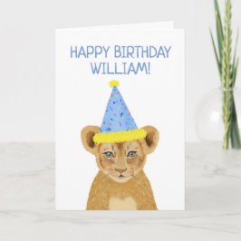 Cartão Feliz Aniversário da Ilustração de Leão Frio