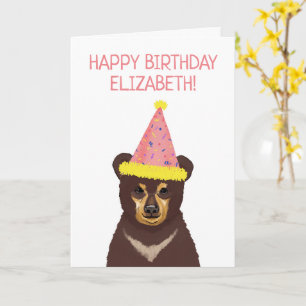 Cartão Feliz Aniversário da Ilustração do Urso Bonito