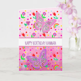 Cartão Feliz aniversário da moça personalizada de borbo