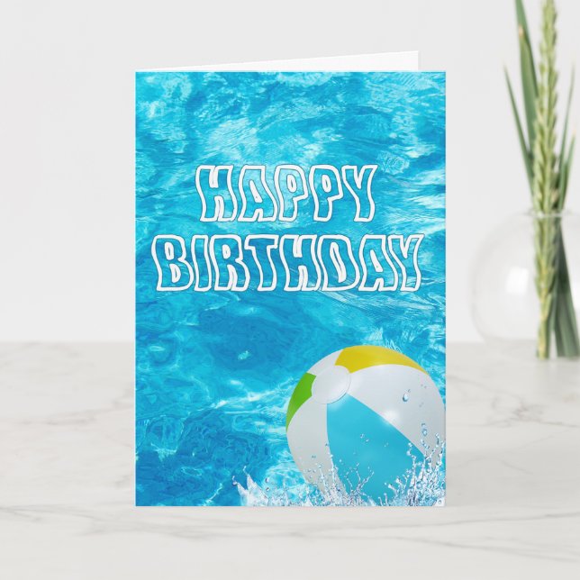 Cartão Feliz aniversário da Piscina (Frente)