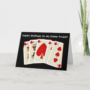Cartão Feliz Aniversário da ponte jogando cartas pôquer