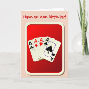 Cartão Feliz Aniversário da ponte jogando cartas pôquer