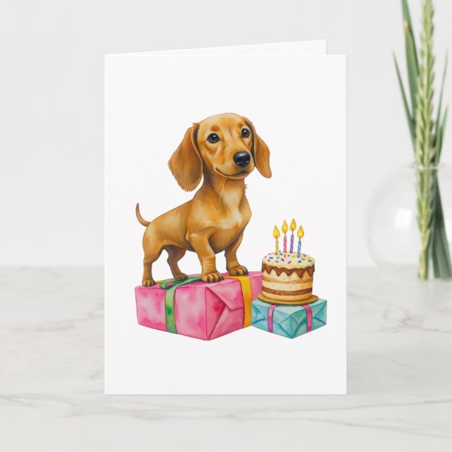 Cartão Feliz aniversário dachshund cachorrinho pai mãe be (Frente)