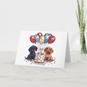 Cartão Feliz aniversário Dachshund Dogs