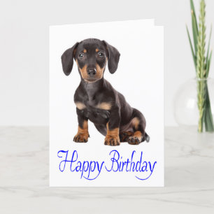 Cartão Feliz Aniversário Dachshund Puppy Dog Card