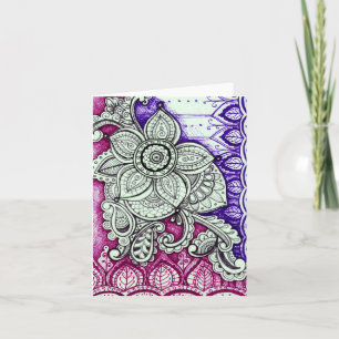Cartão Feliz aniversário Damask Indian Mandala Vazio