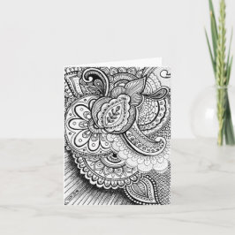 Cartão Feliz Aniversário Damask Mandala Indiano Em Branco