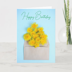 Cartão Feliz Aniversário Dandelions em Envelope