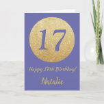 Cartão Feliz aniversário das 17h Muito Peri e Dourada Gli<br><div class="desc">Feliz 17º Aniversário Muito Peri e Dourada Placa Glitter com nome personalizado. Para mais personalização,  clique no botão "Personalizar" e use nossa ferramenta de design para modificar este modelo.</div>