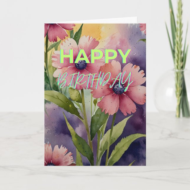 Cartão Feliz Aniversário das Flores (Frente)
