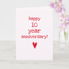 Cartão Feliz aniversário de 10 anos - Coração Vermelho Bo