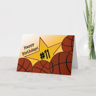 Cartão Feliz Aniversário de 11, Estrela de Basquete!