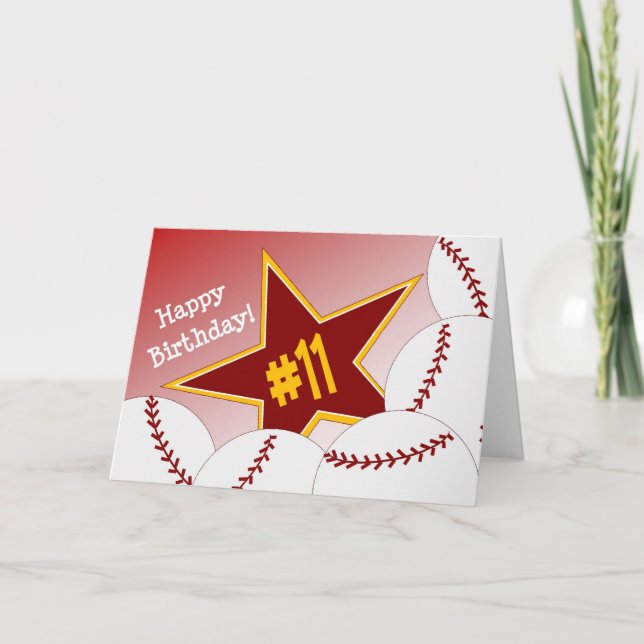Cartão Feliz aniversário de 11, Estrela de Softball! (Frente)