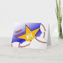 Cartão Feliz aniversário de 14! Ventilador de beisebol