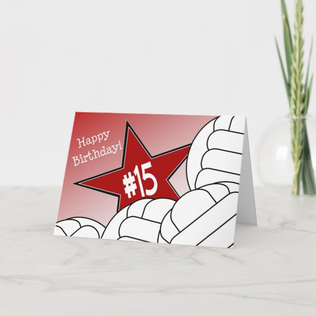 Cartão Feliz aniversário de 15, Estrela de Voleibol! (Frente)