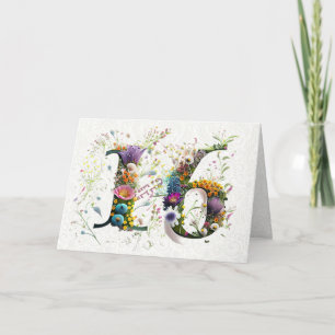 Cartão Feliz Aniversário de 16 anos Texto Flores Silvestr