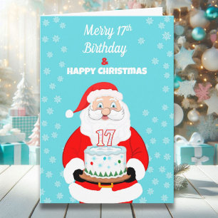 Cartão Feliz Aniversário de 17 anos Natal Feliz