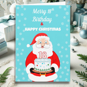 Cartão Feliz Aniversário de 18 anos Natal Papai Noel 