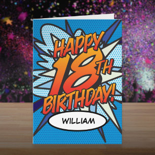 Cartão FELIZ ANIVERSÁRIO DE 18 ANOS Quadrinhos Pop Art