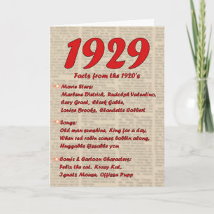 Cartão Feliz Aniversário de 1929 Ano do Nascimento 20 da 