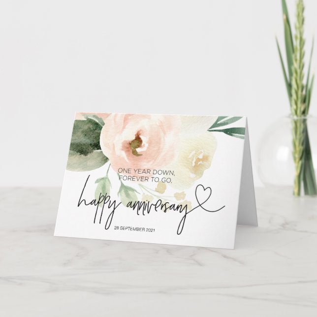 Cartão Feliz Aniversário de 1rua Pink Floral para Marido (Frente)