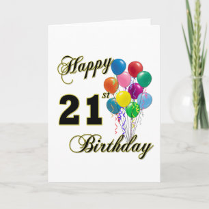 Cartão Feliz aniversário de 21 anos com Balões