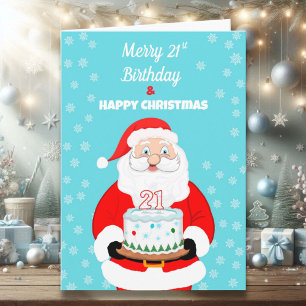 Cartão Feliz Aniversário de 21 anos Natal Santa 