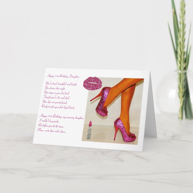 Cartão Feliz aniversário de 21 anos para uma filha (Frente)