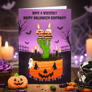 Cartão Feliz Aniversário de 24 anos no Halloween Bolo Ass