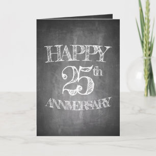 Cartão Feliz aniversário de 25 anos em quadro de giz