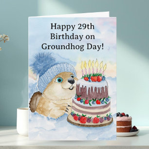 Cartão Feliz Aniversário de 29 anos do Dia da Marmota