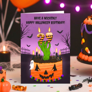 Cartão Feliz Aniversário de 29 anos no Halloween Bolo Ass