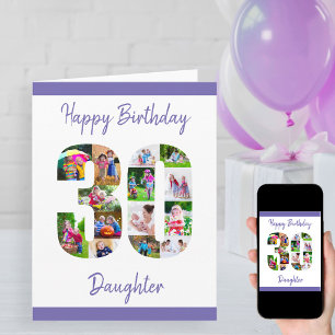 Cartão Feliz Aniversário de 30 Anos Filha Nº 30 Colagem d