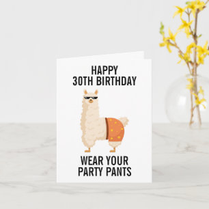 Cartão Feliz aniversário de 30 anos Funny Llama Minimalis