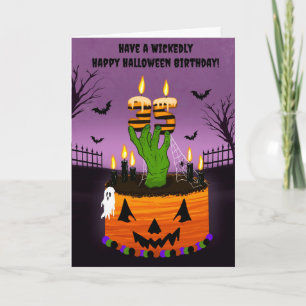 Cartão Feliz Aniversário de 35 anos no Halloween Bolo Ass
