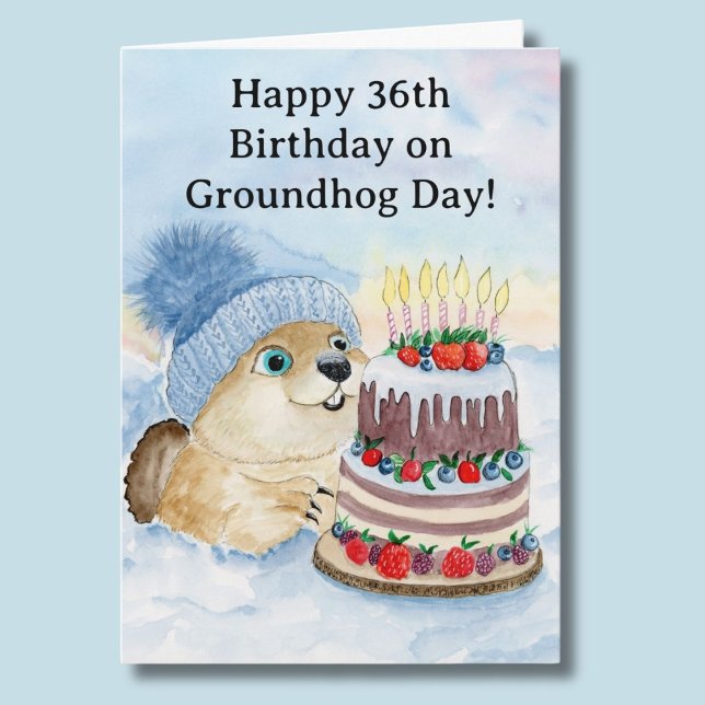 Cartão Feliz aniversário de 36 anos do Dia da Marmota (Criador carregado)