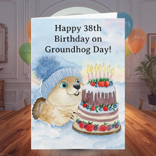 Cartão Feliz Aniversário de 38 anos do Dia da Marmota