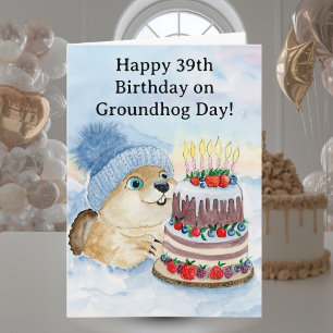 Cartão Feliz Aniversário de 39 anos do Dia da Marmota