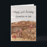 Cartão Feliz aniversário de 40 anos Grandson nas Montanha<br><div class="desc">Um cartão de cumprimentos de aniversário feliz personalizado para o aniversário de 40 anos de um neto ou personalize-o para outro membro da família ou amigo. A carta apresenta uma paisagem desértica com plantas de pincel de sagebro, rolando colinas com toques de neve nos picos sob uma mão de céu...</div>