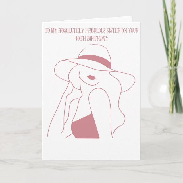 Cartão Feliz aniversário de 40 anos para minha irmã fabul (Frente)