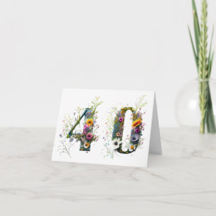 Cartão Feliz aniversário de 40 anos Sprays de Flores Selv