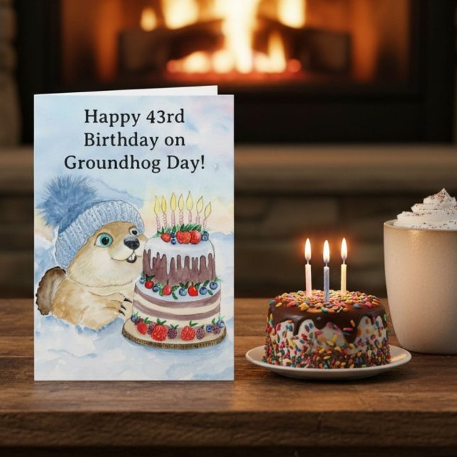 Cartão Feliz Aniversário de 43 anos do Dia da Marmota (Criador carregado)
