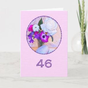 Cartão Feliz aniversário de 46 anos com uma pintura em fl